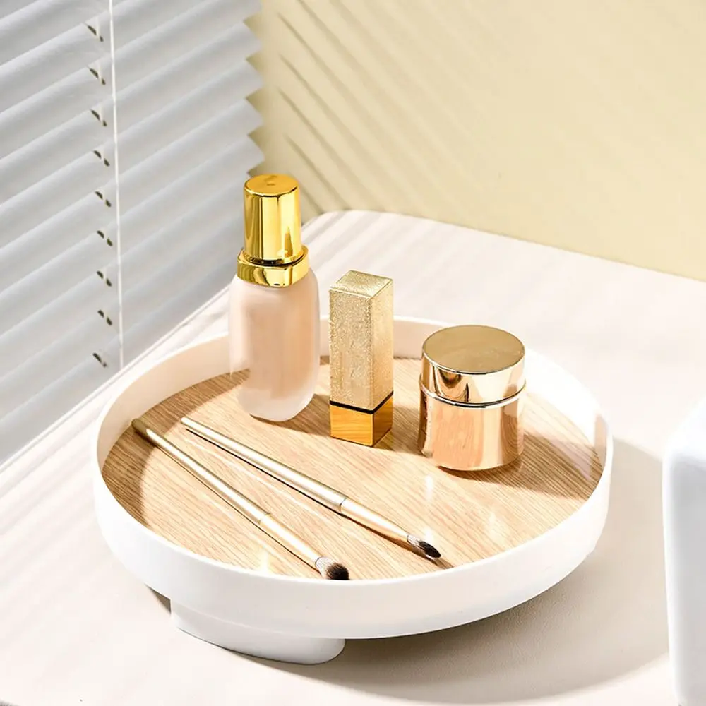 

Nordic Style Wooden Storage Tray Round Minimalist Sundries Organizer Plastic High Foot Fruit Storage Tray Dressing Table