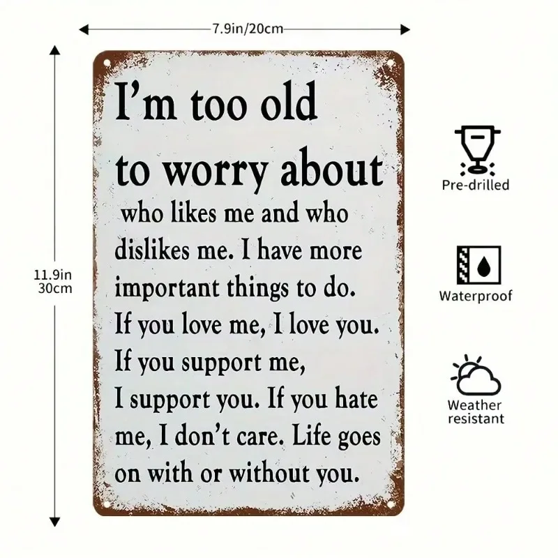 علامة DECORLAUGH "أنا عجوز جدًا للتقشير" مقاس 8 × 12 بوصة | ألومنيوم عتيق ساخر | ديكور حائط خارجي للمرآب والشرفة والداخل المنزلية #2