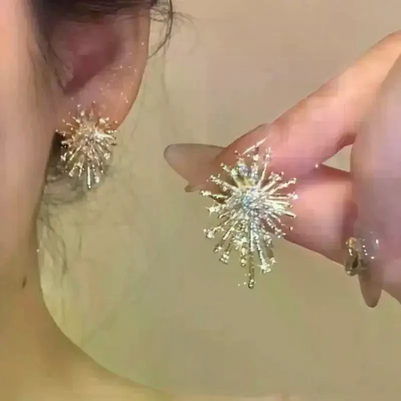 Dazzling Women's Snowflake Earrings; Trendy Zircon and Imitation Pearl Christmas Party Jewelry Present