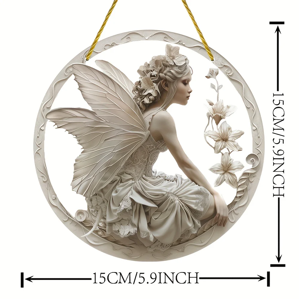 Glam Style Acrylic Angel Girl Sun Catcher Decorative Sign&Plaque-Wall Hanging,3D Art for Home,Room,Bedroom-Multipurpose Angel