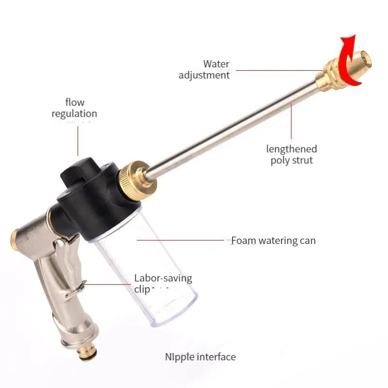 휴대용 자동차 청소 도구 고압 스프링클러 물총, 세차기, 정원 급수 호스, 깍지 폼 랜스