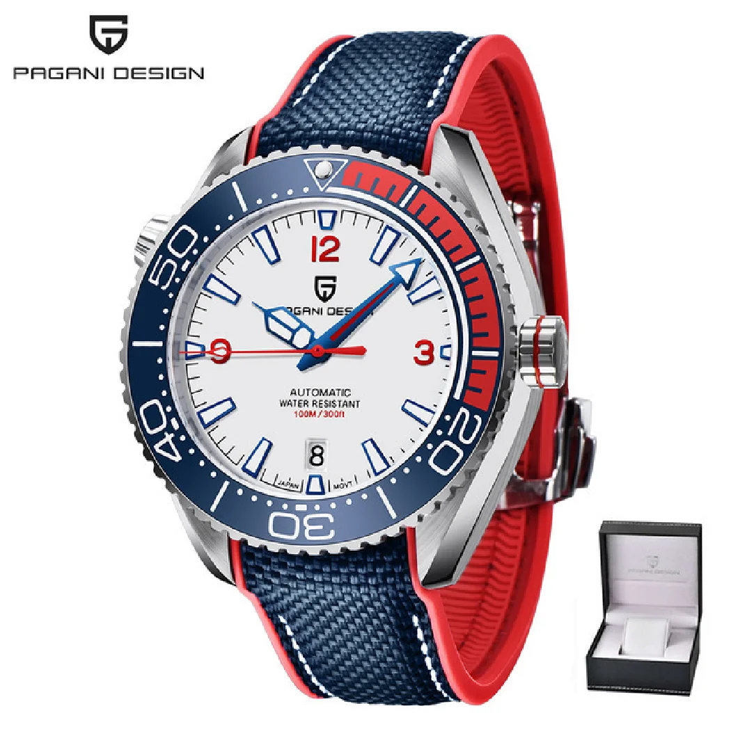 PAGANI تصميم الياقوت الزجاج NH35A التلقائي ساعة مقاومة للماء موضة الرياضة الميكانيكية ساعة اليد الفولاذ المقاوم للصدأ للرجال
