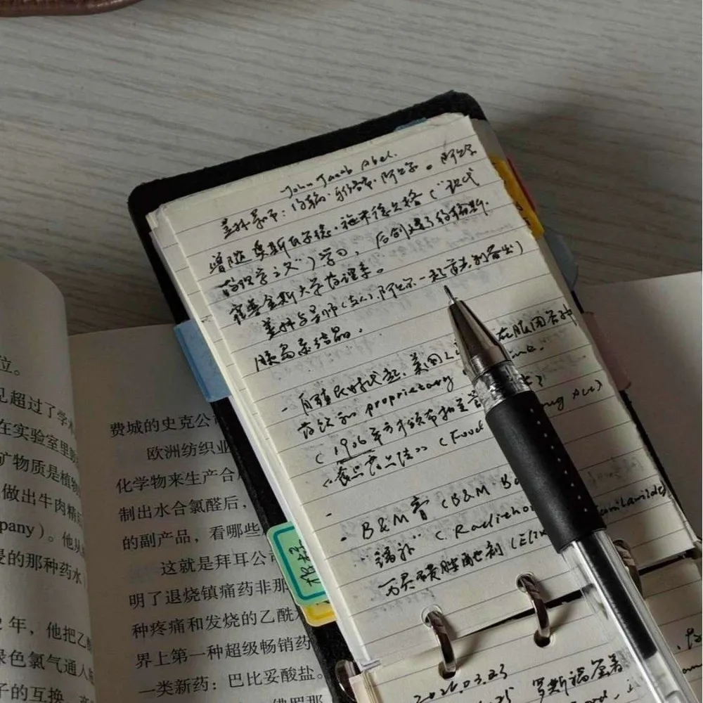3 Holes Binding Loose Leaf Notebook Mini with 40Sheets Pocket Notebook Blank/Line Inner Page Stationery Notebook