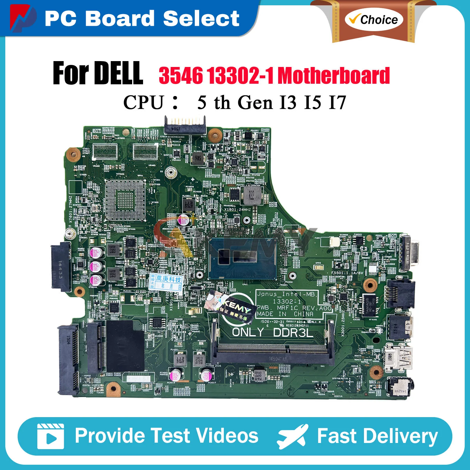 

0NXCCW Motherboard For Dell Vostro 15 3549 CN-0NXCCW 13302-1 DDR3L Laptop Mainboard 100% Fully Tested