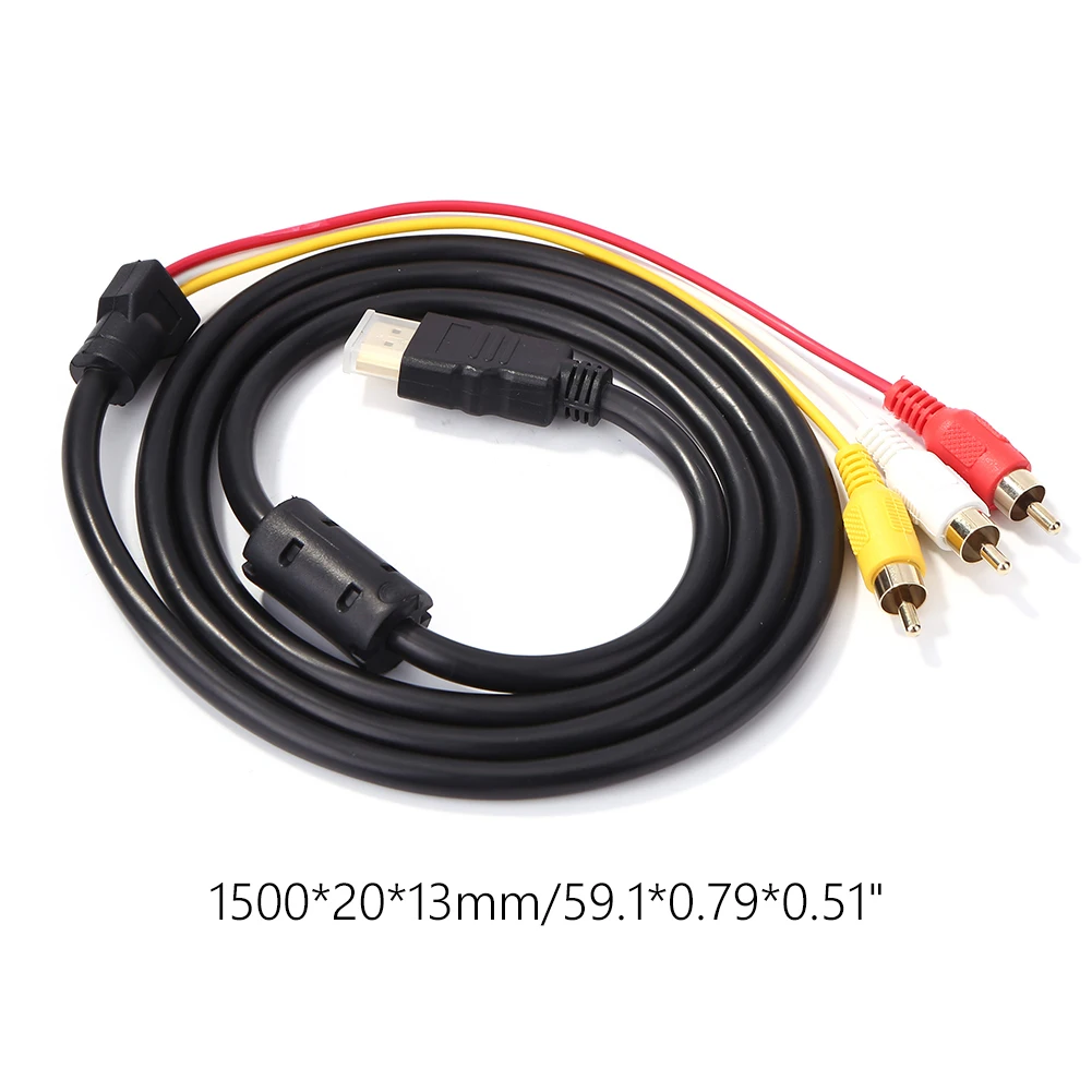 HDMI-Compatible Male to 3 RCA Male Audio Video AV Adapter Converter Cable 1080P