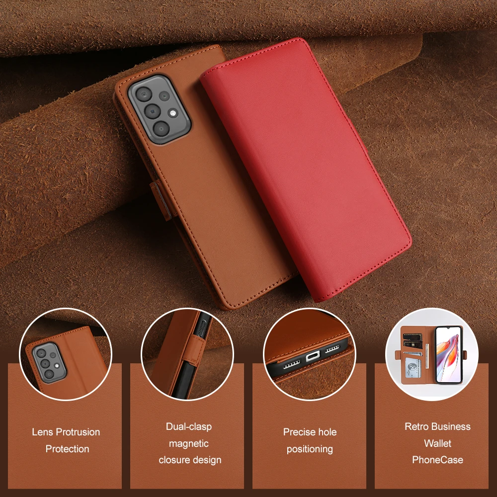 

Double Magnetic Clasp Leather Flip Case For Xiaomi Redmi 12C 13C 14C 15C A3x A5 Note 14S 12S 13 14 15 Pro Plus Phone Case Cover