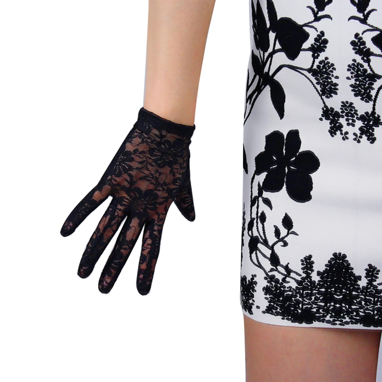 DooWay-guantes cortos de encaje blanco para mujer, ropa de noche para fiesta, boda, club nocturno, Reina, disfraz de Navidad, guante de dedo de Cosplay