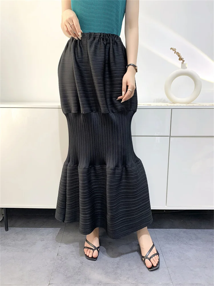 Miyake Pleated Skirt Female 2023 Summer Lantern Dress Slimming Pleated Skirt Women's Clothing Niche Design Cake Dress Women