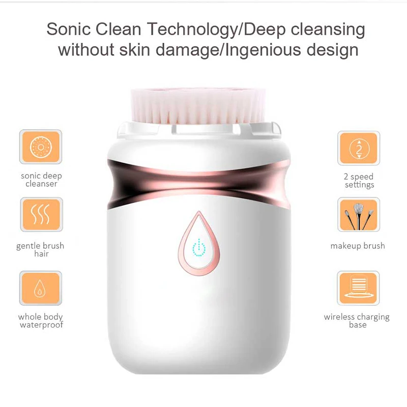 Deep Cleansing Wireless Charging Sonic Electric Facial Cleansing Refresh Design Handheld Pore Cleaning Nose Exfoliation