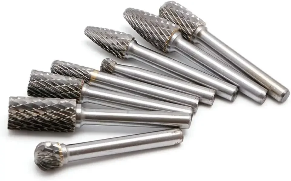 8pcs-set 50sets-carton 1/4'' Double Cut Tungsten Steel Carbide Rotary Burr Die Grinder Shank Bit Set Abrasive Tools from US