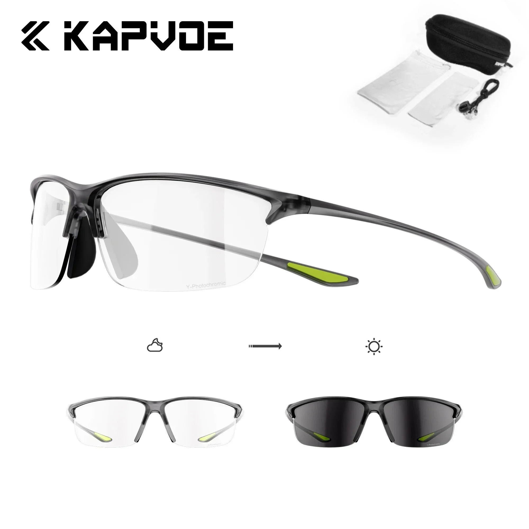 Kapvoe 2026 Men's Cycling Sunglasses Photochromic Sunglasses Hiking Eyewear New High Toughness Eyewear Women High Elasticity