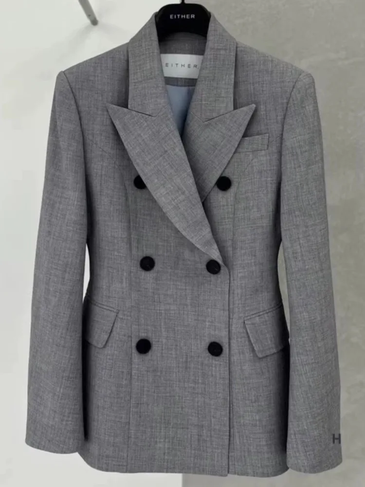 سترة نسائية أنيقة مزدوجة الصدر من FANAN بأكمام طويلة وخصر مجمع سترات مناسبة معاطف نسائية موضة ربيع 2025 الجديدة #2