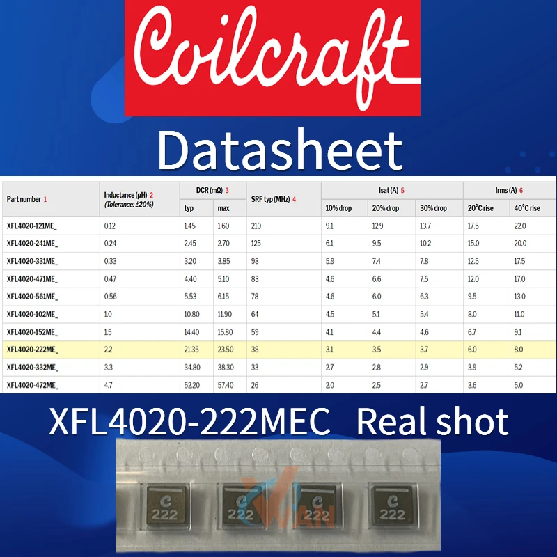 XFL4020-332MEC 4*4 3.3UH Coilcraft inductance low DCR and low AC losses XFL4020-332 SMD Sensor Environmental XFL4020