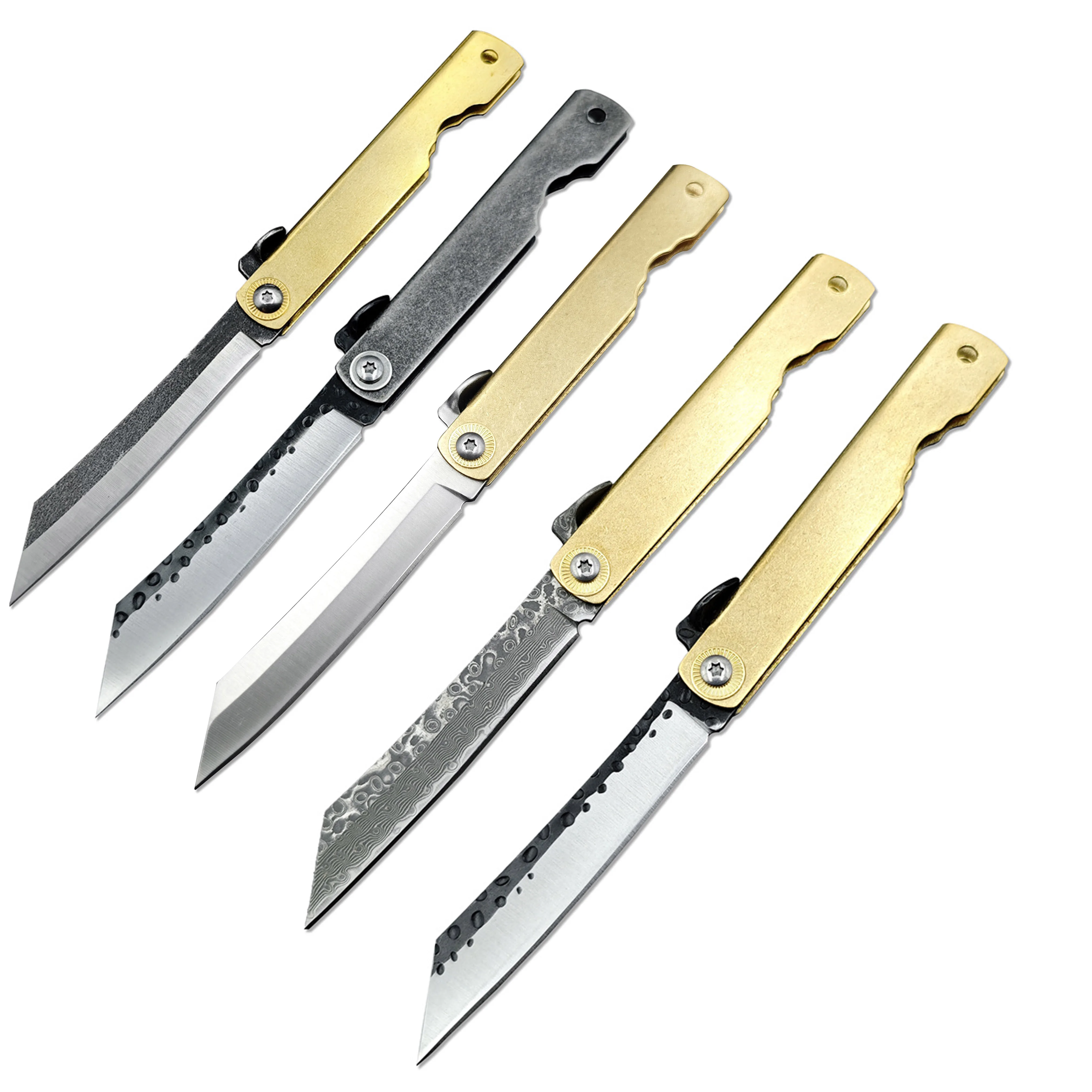 سكين جيب صغير قابل للطي، مقابض نحاسية بشفرة تانتو سكاكين فواكه للتخييم، أدوات البقاء على قيد الحياة، سكاكين الصيد، سكين حمل يومي #2