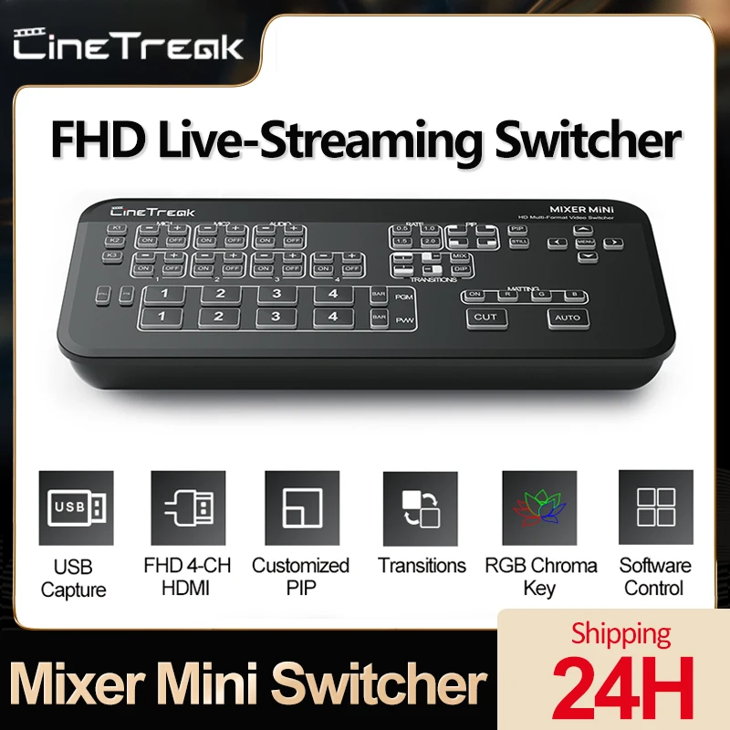 

Cinetreak Mixer MiNi 4-CH FHD Video Live-Streaming Swithcer With Multi-format Input&Multiview Customizable PIP Function Swithcer