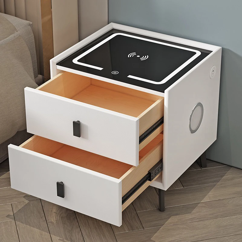 Bedroom Furniture Nightstand Smart Bedside Cabinet With Wireless Charger Fingerprint Lock Bedside Table