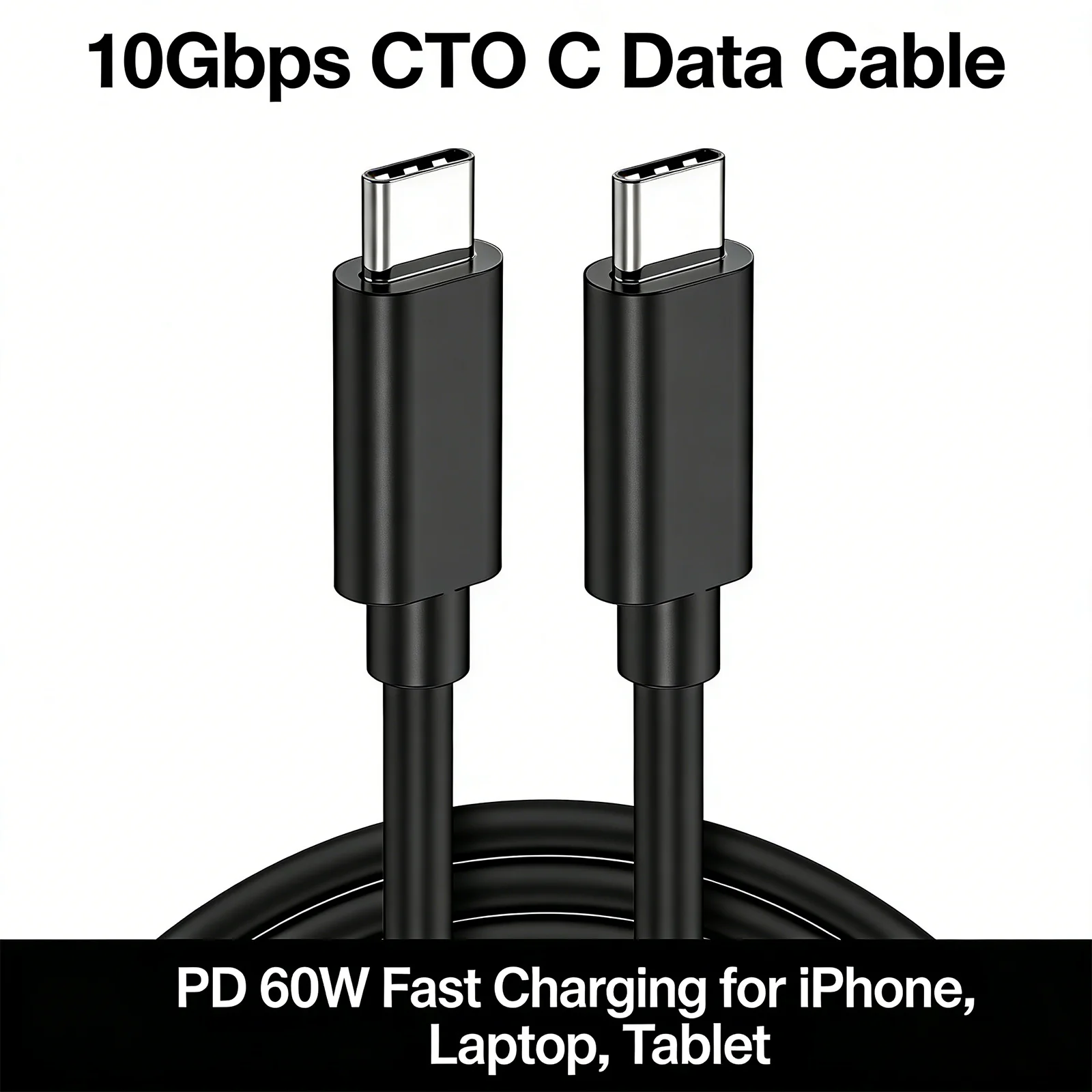 USB 3.2 Gen2 Type C to C Cable 10Gbps Data Sync PD 60W Fast Charging Cord For iPhone 15 16 Pro iPad MacBook Samsung Xiaomi