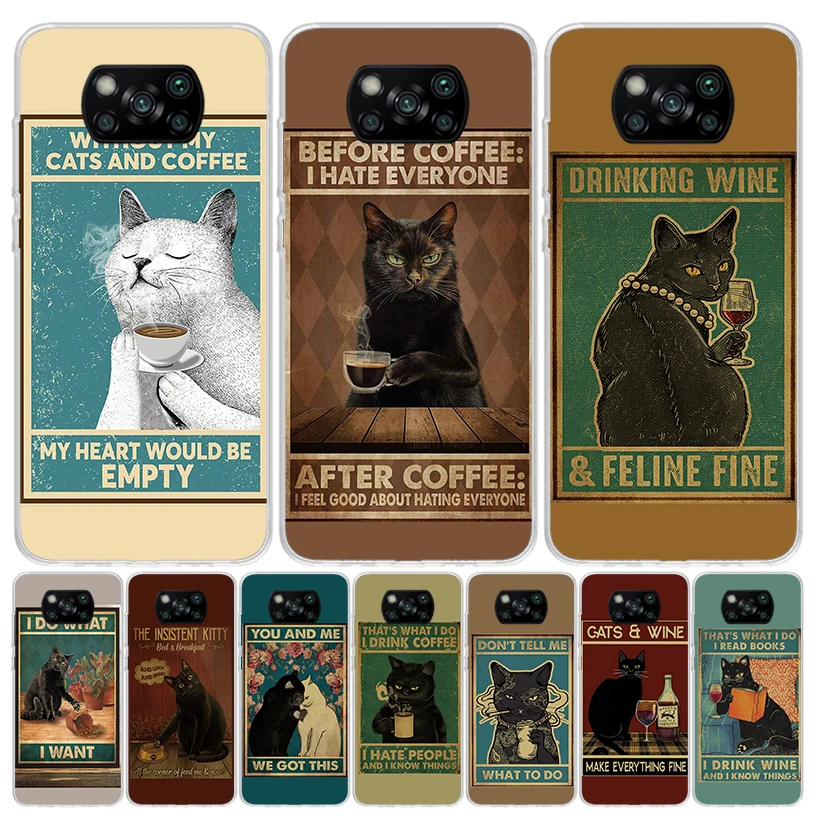 Funny Cat Poster Daily Life Phone Case For Xiaomi Poco X6 X5 X7 X4 X3 Nfc F6 F5 Pro F4 Gt F3 M5 M5S M4 M3 Art Customized Coque X