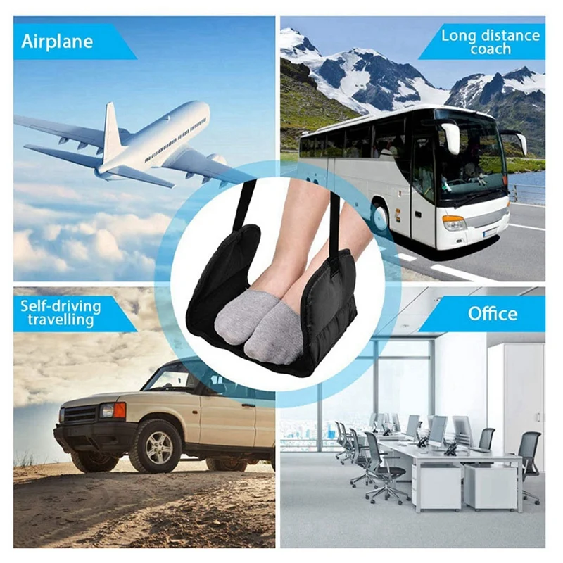 N99R Airplane Foot Hammock, Foot Rest For Under Desk At Work, Length Adjustable Airplane Foot Rest, With Eye Mask