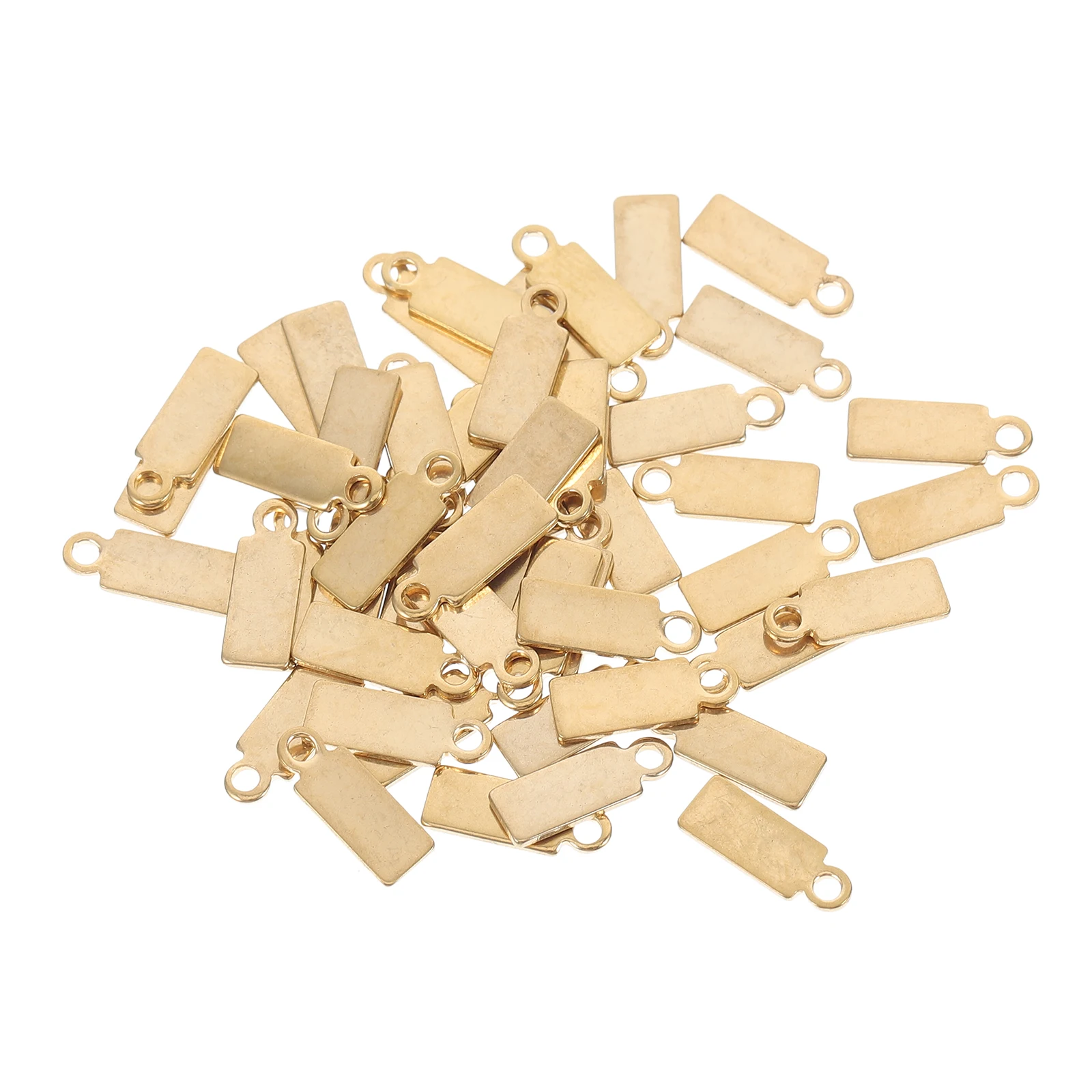 50 قطعة مستطيل فارغ ختم العلامات الفولاذ المقاوم للصدأ قلادة DIY بها بنفسك مستلزمات صناعة المجوهرات سحر المعادن مختوم حلقة مستطيل #2