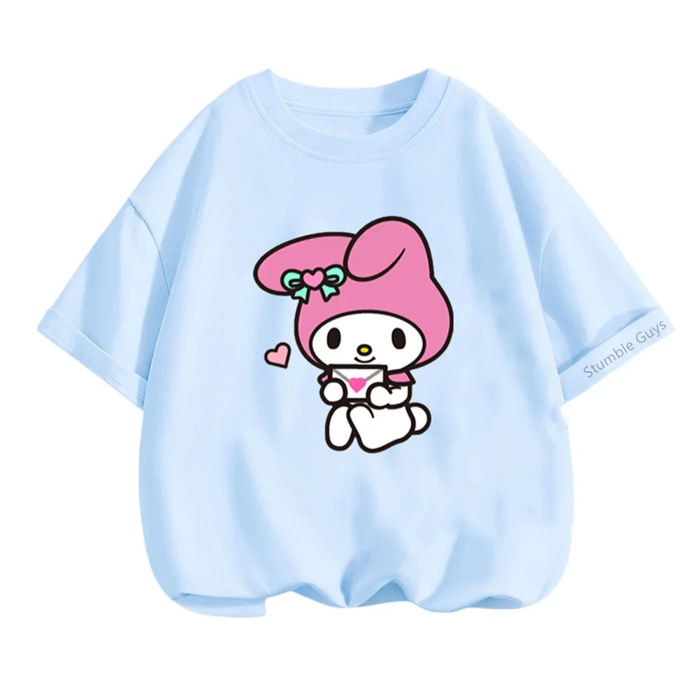 2024 New Anime Cartoon Summer My Melody 3-14y Kids Clothing Kids Girls Fashion T Shirt Casual Teen Tops