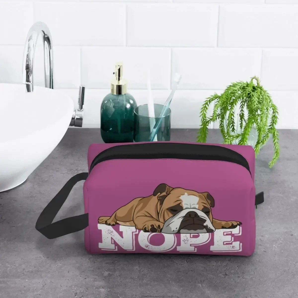 

Says Nope Toiletry Bag Animal Dog Cosmetic Makeup Organizer for Women Beauty Storage Dopp Kit Case