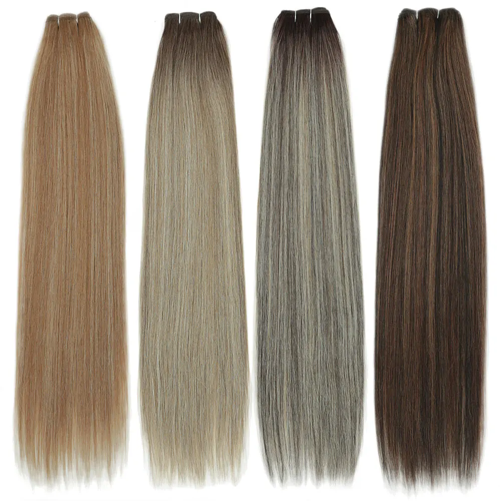 Alibaby Straight Synthetic Hair Extensions Ombre Blonde Brown Hair Bundles 26 Inch/66 cm Long Hair Weave 150g Full to End