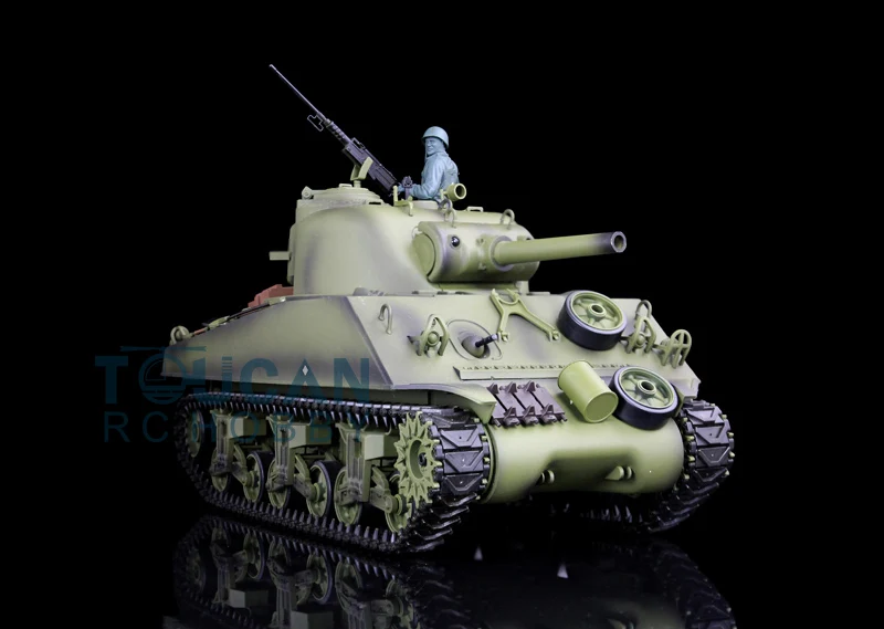 Zabawki HENG LONG 1/16 7.0 plastikowe M4A3 Sherman 3898 360 ° wieża baryłkę odrzutu zbiornik RC TH17669-SMT4