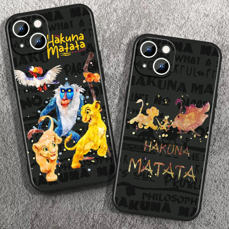 Disney Lion King Cute For Apple iPhone 15 14 13 12 Mini 11 XS XR X 8 7 Pro Max Plus Soft Silicone Black Phone Case