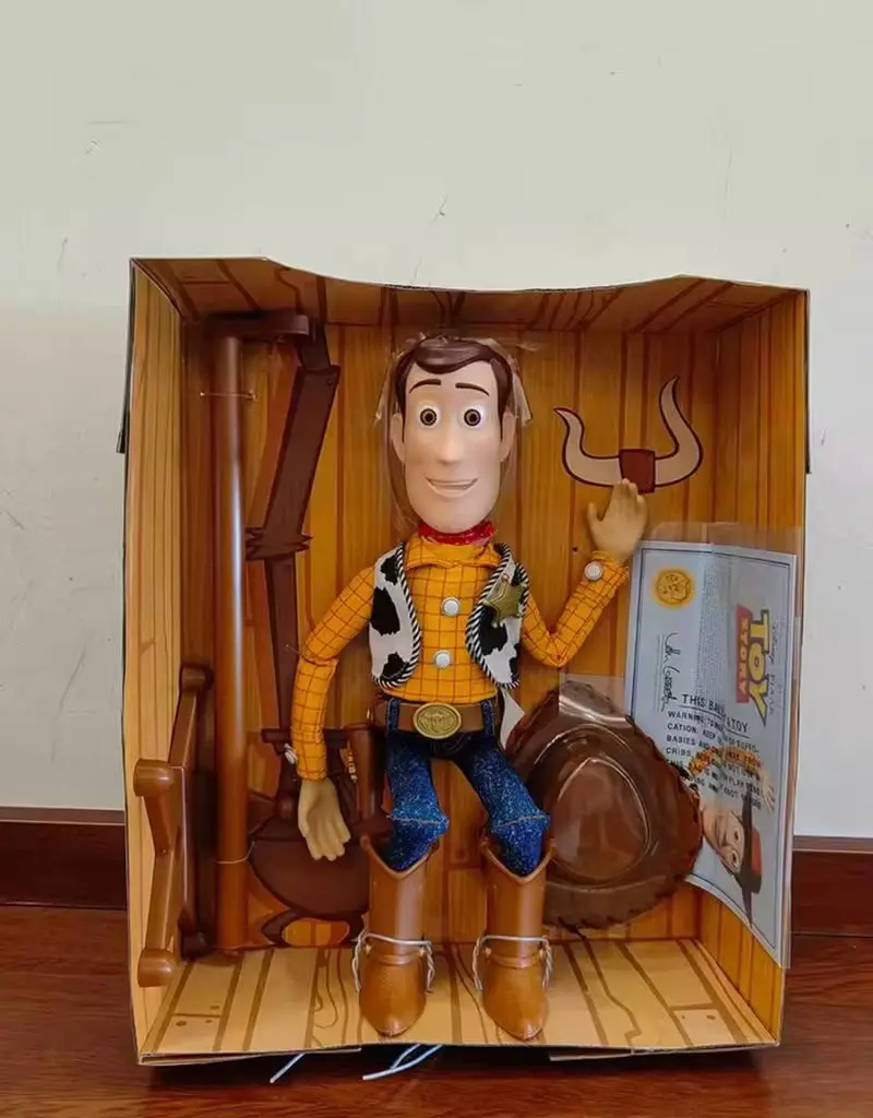 뜨거운 40cm 디즈니 픽사 토이 스토리 우디 액션 피규어 영어 영화 사운드 캐릭터 인형 천 카우보이 어린이를위한 생일 선물