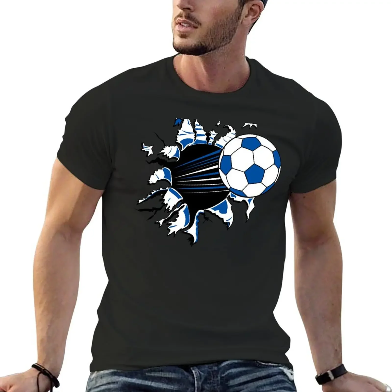 Soccer T-Shirt Short sleeve tee blacks graphic t shirt vintage oversized mens graphic t-shirts