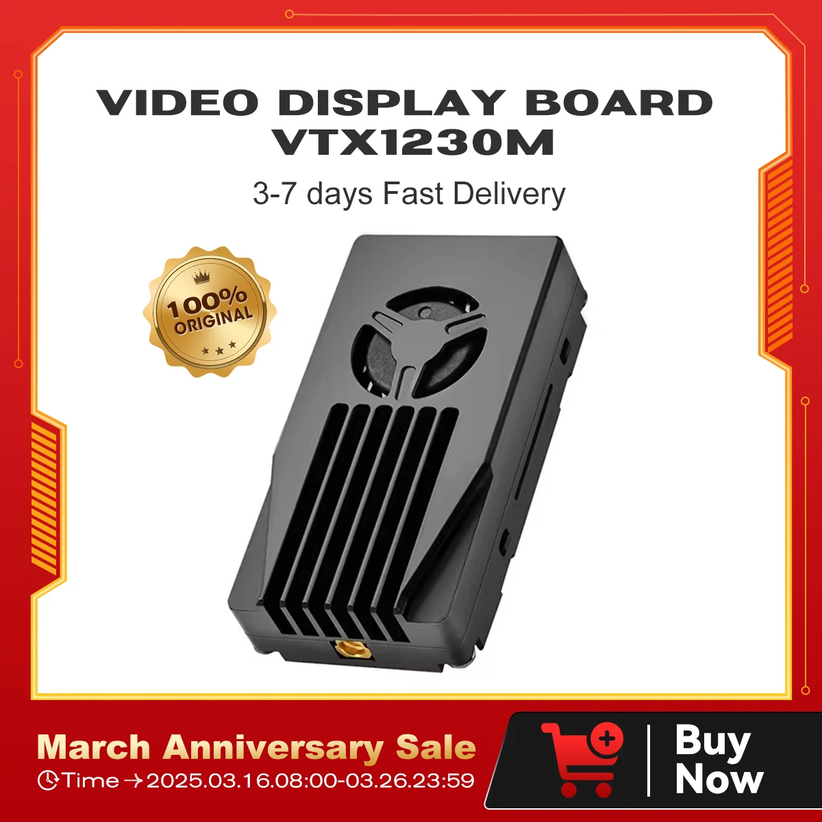 จอแสดงผลวิดีโอ VTX1230M 1.2 Ghz /3 W 23.5g 8 ช่องพร้อม IRC Tramp โปรโตคอลสนับสนุนและ OSD ปรับพารามิเตอร์