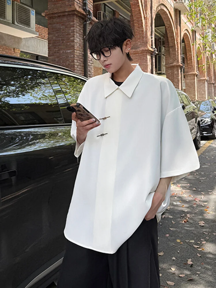 

White Ice Silk ort Sve irt Men's Loose Large Size Slant Button Aircrt Bule Tang Suit irt New Chinese Sle Summer