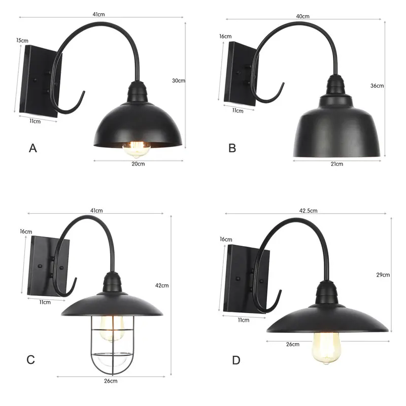 American style Vintage Wall Mounted Lamp hotels restaurants cafes outdoor indoor lights iron corridor bar waterproof wall lights