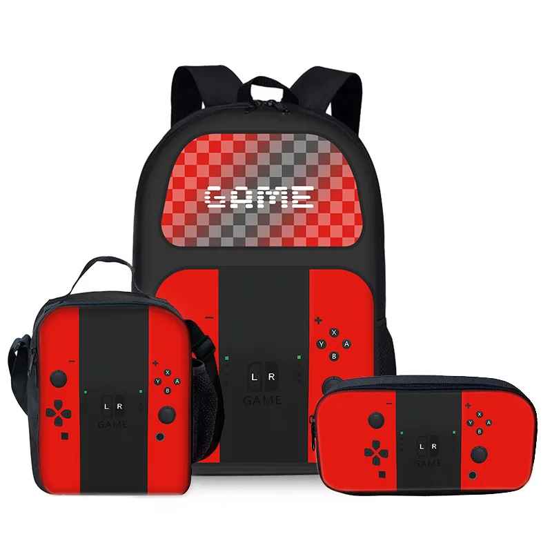 Harajuku Youthful Novelty games console 3D Print 3pcs/Set Student Travel bags Laptop Daypack Backpack Lunch Bag Pencil Case