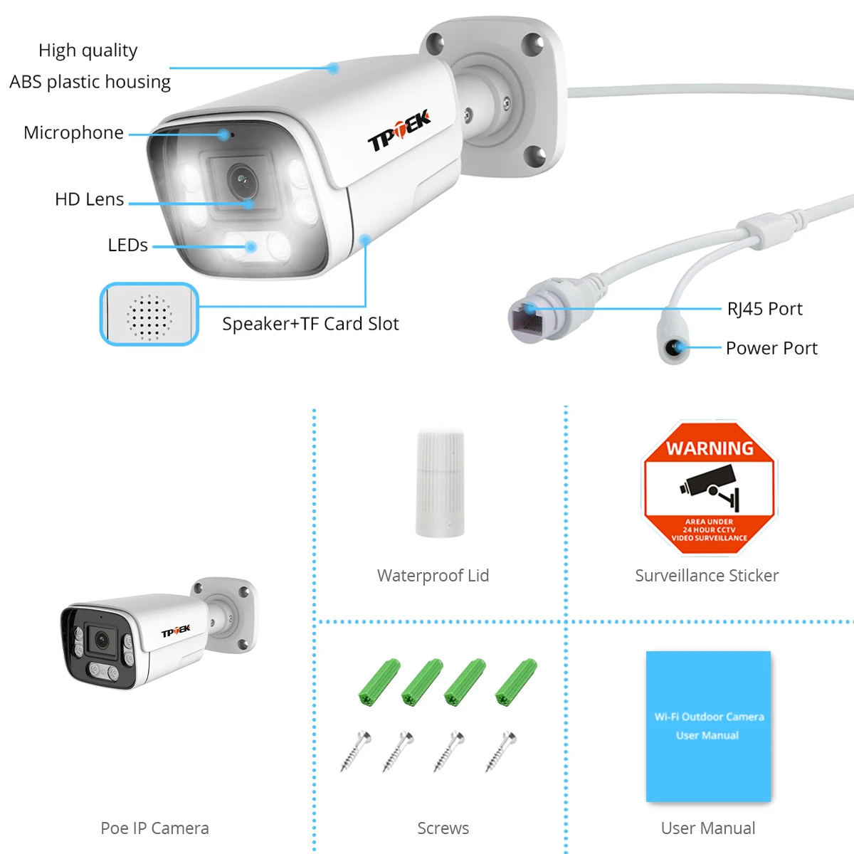 4K 8MP PoE Videoüberwachung IP-Kamera 5MP Zwei-Wege-Audio Unterstützung TF-Karte Sicherheit IP66 Außenkamera NVR-System iCSee XMEye