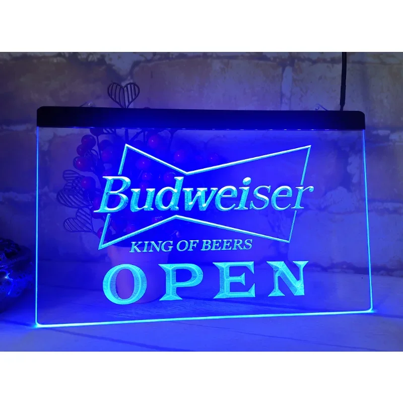 OPEN Budweiser Led Neon Light Sign beer pub club home decor crafts decoracion habitacion wall decor vintage home decor