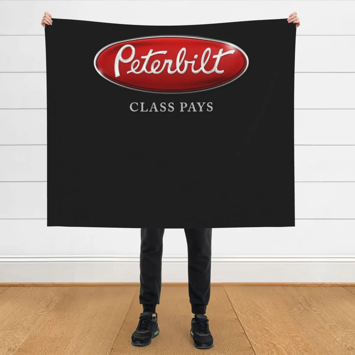

Best selling peterbilt truck logo merchandise Throw Blanket Custom Furry Soft Plaid Retros Blankets
