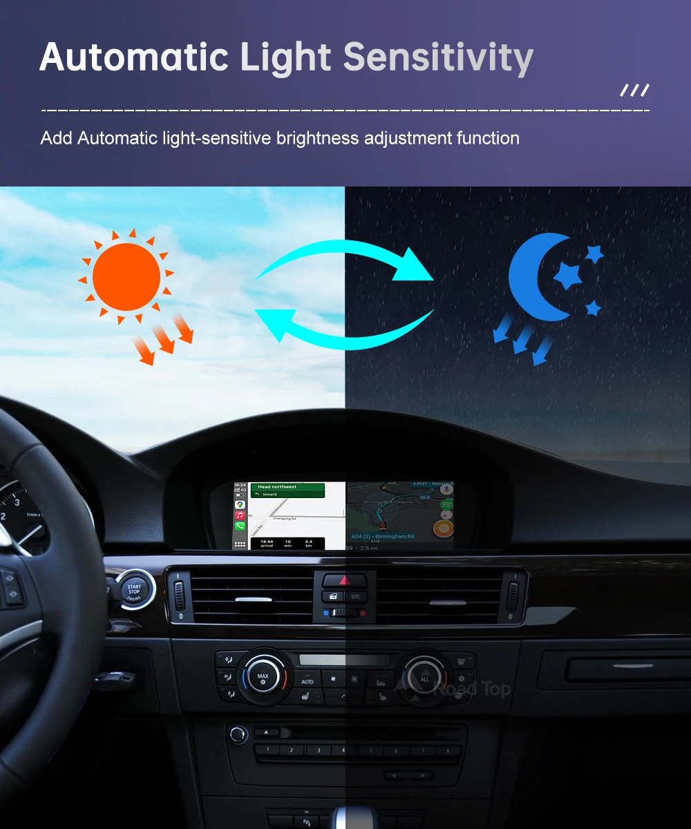 Road Top Wireless CarPlay Touchscreen für BMW 3er/5er Serie E90/E91/E92/E93 E60 E61 E62 CCC/CIC Multimedia Autoradio Android Auto – Detail 10