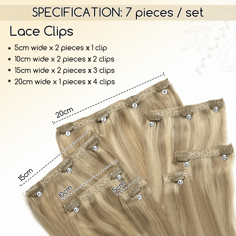 ZURIA Lace Clip In Human Hair Extensions 8/16/20/24\