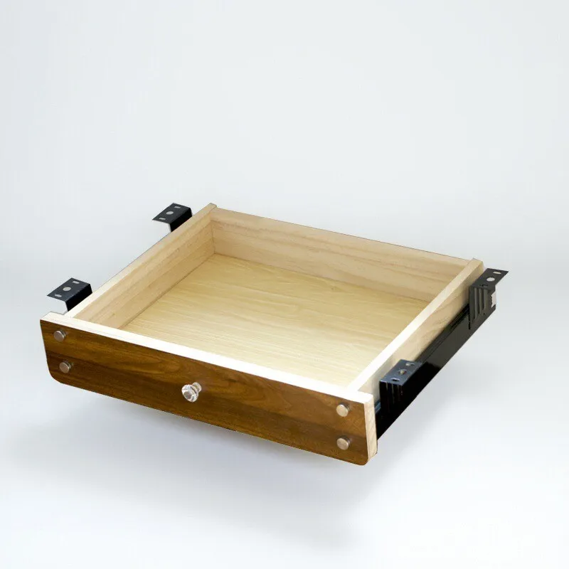 صندوق تخزين من الخشب الصلب تحت المكتب، صندوق تخزين منزلق لمحطة عمل المكتب، منظم إضافي، خزانة ملفات معلقة مخفية #3