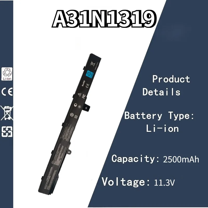

11.3V/14.4V 2500mAh A31N1319/A41N1308 Battery for ASUS X451 X551 X451C X451CA X551C X551CA X551M X551MA A31LJ91 0B110-00250100