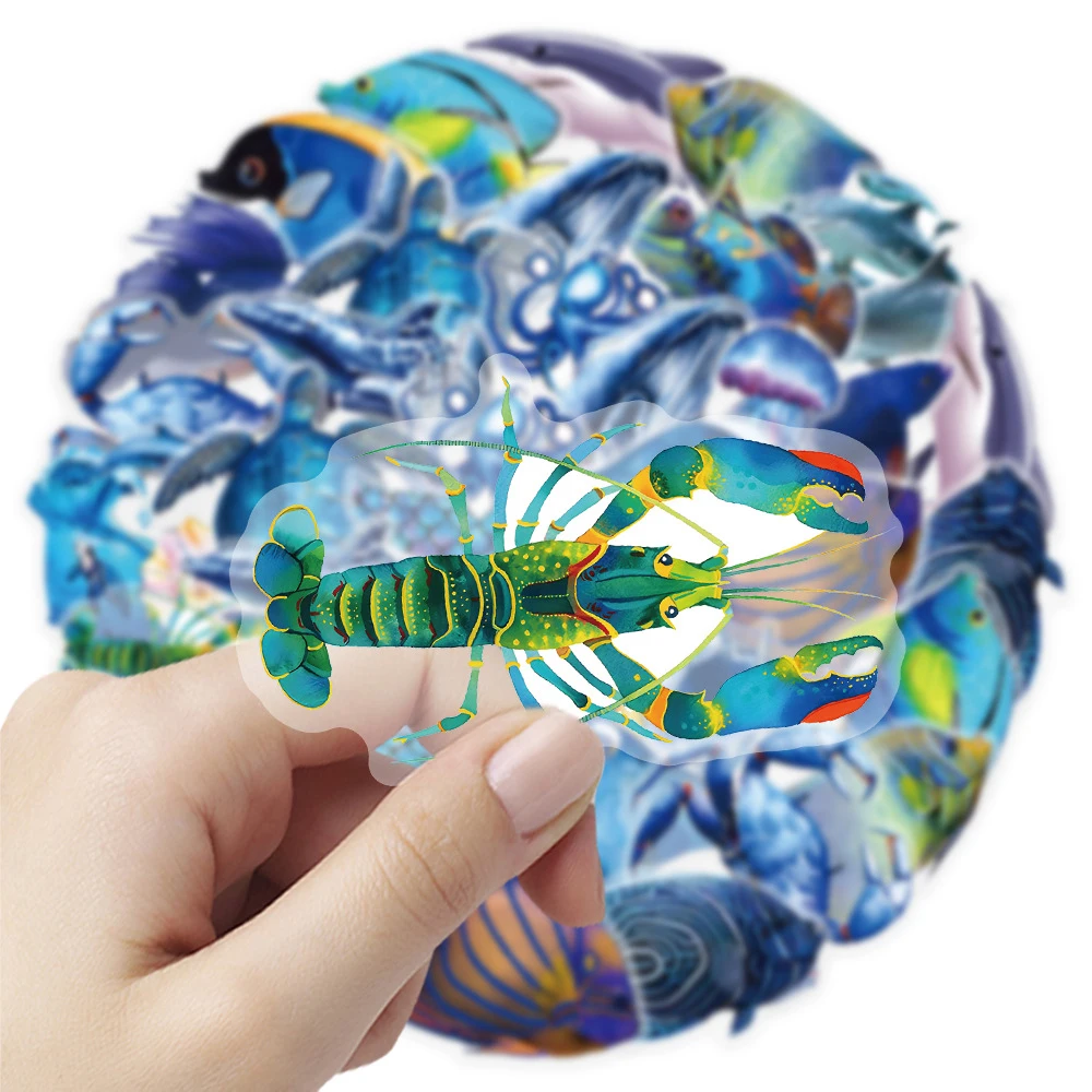 

10/30/50PCS Ocean Stickers Animal Stickers Sea Animal Transparent Sticker Graffiti Skateboard Bike Transparent Cute Decals