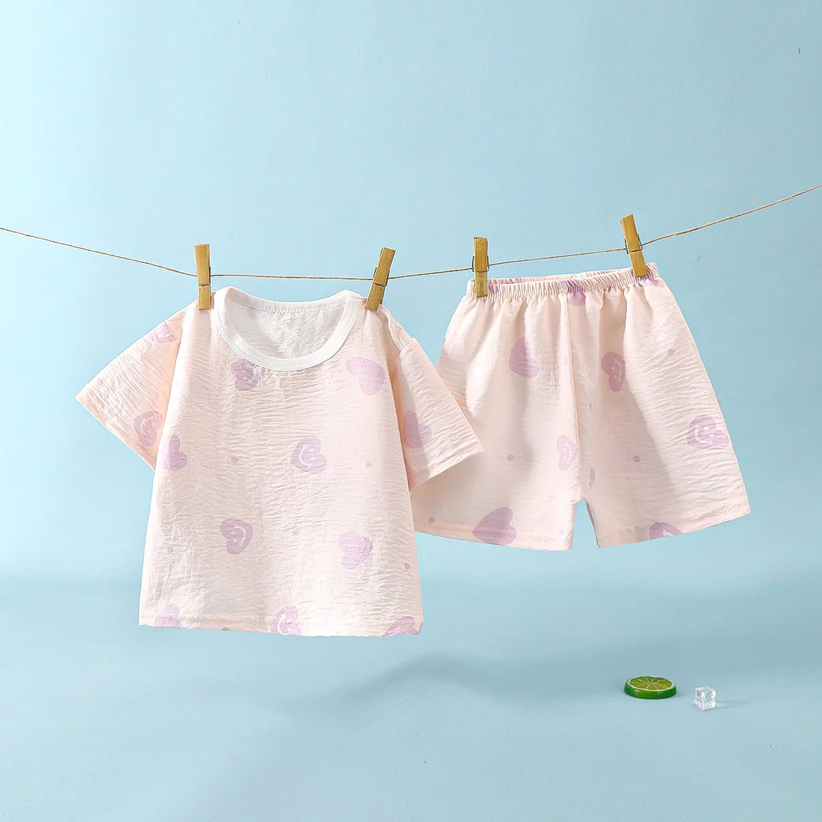 Children's Clothing Summer Short Sleeve Home Sleepwear Children Sets Kids Clothes Boy Girls T-shirt Shorts Suit
