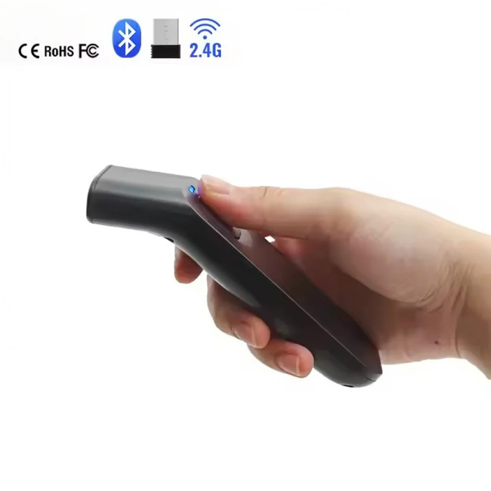 Mini Wireless Bluetooth 2.4G Barcode Scanner Portable Handheld 1D 2D QR Code Reader for iOS Android PC Pocket Size