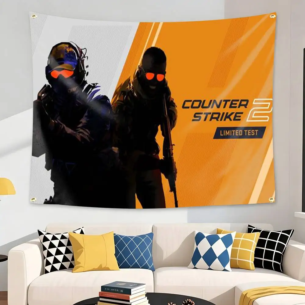 

CS-2 Game C-Counter S-Strike-2 Skins Flag Banners Four Hole Flag Polyester Outdoor Decor Room Aesthetic