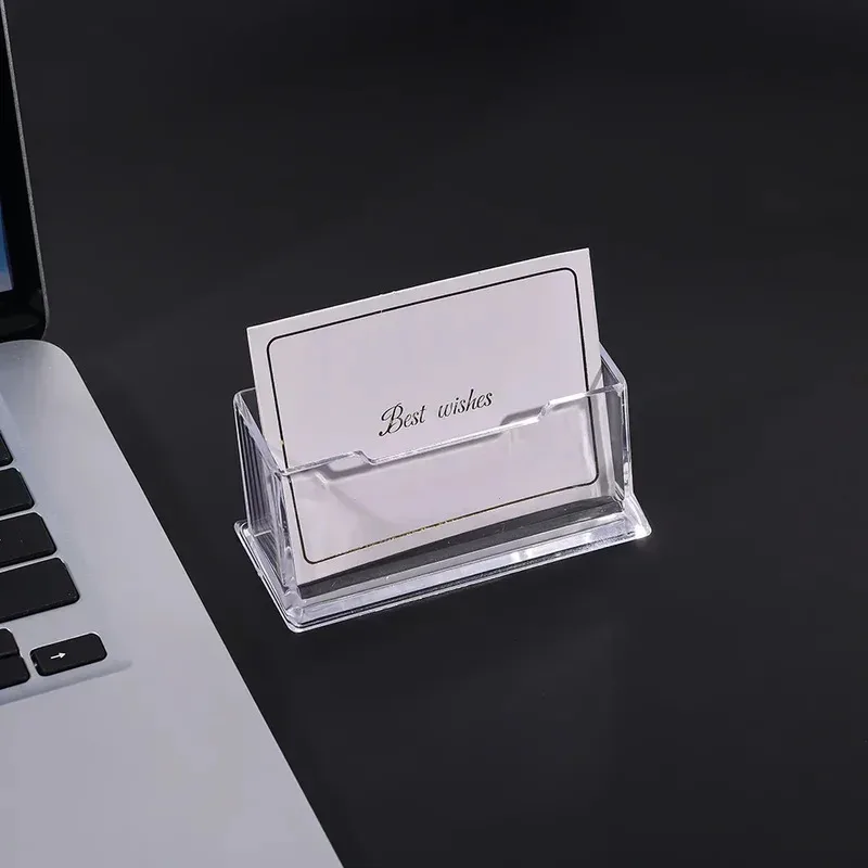 1pcs Clear Desk Shelf Box Storage Display Stand Acrylic Plastic Transparent Desktop Bussiness Card Holder Place Card Holder