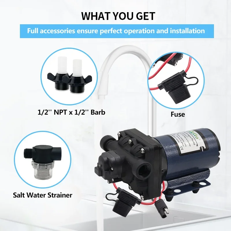 Singflo Factory HY-304551T Bombas de diafragma eléctricas de bajo ruido 50DB 55psi 12v CC Bomba de agua para RV