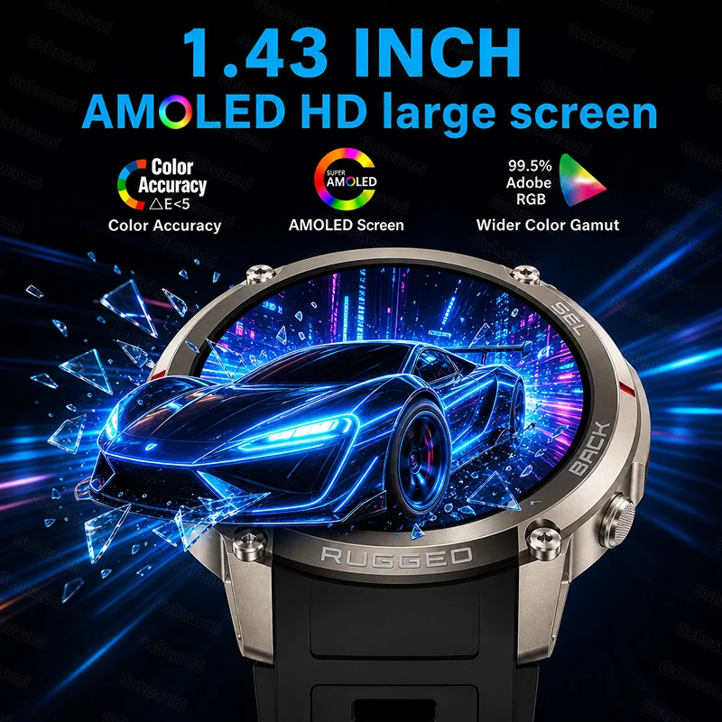 2026 New GPS Map Smart Navigation Watch 5ATM Waterproof Compass Built‑in GPS Health Monitor Bluetooth Call Military Sport Watch