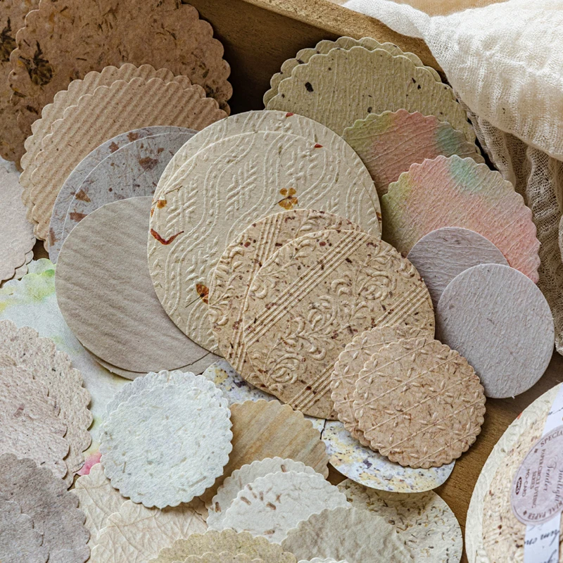 Special Paper Letterpress Round Material Paper Paper Round Sheet Series Hand Account Decorative Collage Material 6 Types